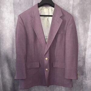 Vtg Hunter Haig x Palm Beach Wool Hopsack Blazer Mauve Gold Buttons 42R USA Made